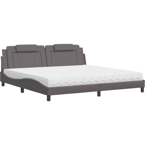 Maison Exclusive - Letto Viana con Materasso Grigio 200x200 cm in Similpelle