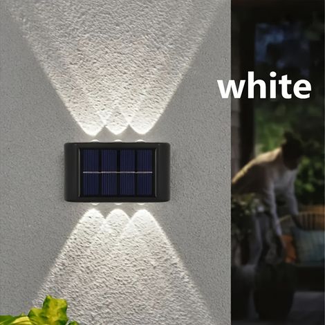 Lot de 8 Appliques Murales Solaires – 6 LED, Lumière Froide. Éclairage Extérieur IP65. Pour Clôture/Garage. (1/5)