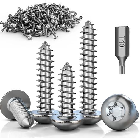 100 Pièces Vis Torx M3x20 mm Vis Bois Tete Plate A2 V2A Autoforeuse Inox Filetage Complet Rond En Bois Convient Pour l'entretien des équipements, l'entretien de La Maison (1/5)
