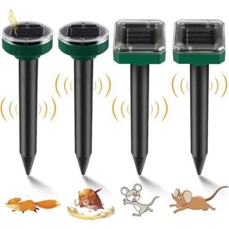 Detaupeur Solaire 4pcs Anti Taupe Ultrason Repulsif Serpent Chasse Taupes Eliminer Prise Ultrason Souris (1/4)