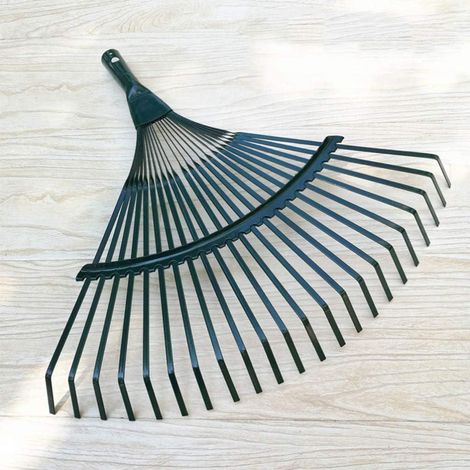Lawn Rake Teeth Wood Handle Leaf Steel Wire Around Grass Garden Gardening Tools 1pc 22 (1/5)
