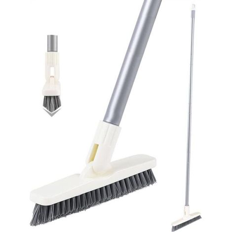 Long-handled grout cleaning brush for tiled floors, rotating nozzle and corner cleaning brush, bristle grout cleaning brush for lines