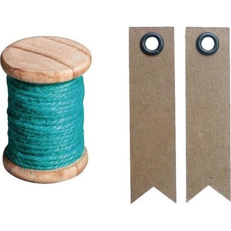 Ficelle 5 m bleu turquoise + 20 étiquettes kraft Fanion