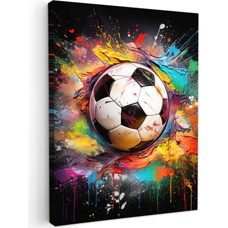 CUADRO EN LIENZO Fútbol - Pintura - Colores - Negro - Blanco Lienzo 30x40 cm