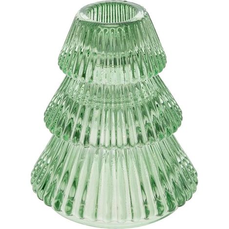 Photophore de Noël en Verre "Sapin" 10cm Vert