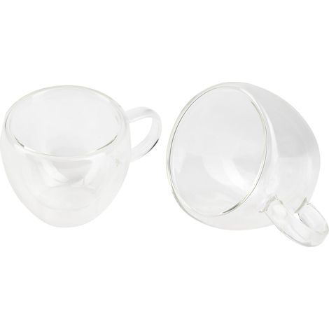 Lot de 2 verres double paroi 100 ml - Fabriqué en Borosilicate - Pour les amateurs de café et de thé - Facile à laver - Passe au micro-ondes et au lave-vaisselle (1/3)