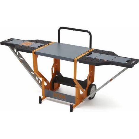 Établi modulable mobile pour scie à onglet – Surface extensible jusqu'à 2286 mm – Plateforme pivotante – Roues verrouillables pour stabilité – Bora (1/5)