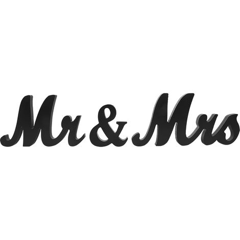 Plaque en bois Mr Mrs, panneau en bois, lettres décoratives pour la maison et le mariage, noir (1/5)