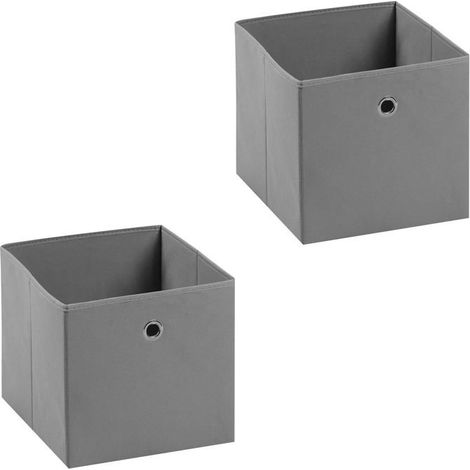 2 boîtes de rangement en tissu, gris, 32 x 32 x 32 cm, avec poignée, pour linge, jouets et vêtements (1/5)