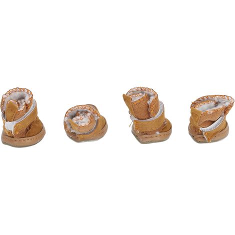 4 pièces bottes pour animaux de compagnie chaud doux anti-dérapant léger réglable chat chien chaussons de neige pour Chihuahua Bichon Schnauzer kaki taille 2 (1/5)