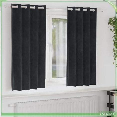 4107164 Rideaux occultants 2 pcs Noir 140 x 175 cm Velours (1/5)