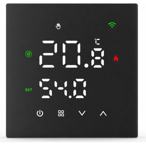 Thermostat Wi-Fi noir pour chaudière murale, 3 A, avec sonde de température et contrôle par application (1/5)