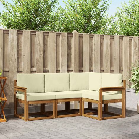 Outdoor-Sofagarnitur mit Kissen 4 pcs Natur und Creme (1/5)