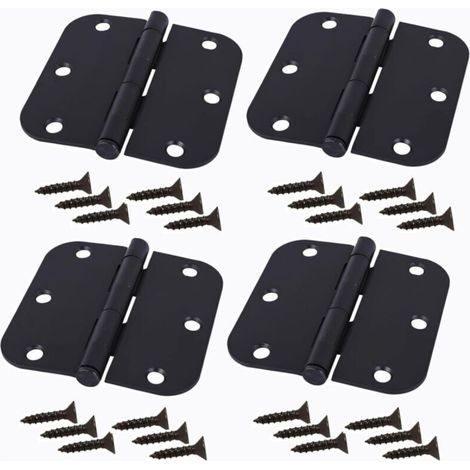 Set of 4 Heavy Duty 3.5 Inch Shed Door Hinges, Door Strap Hinges, Black Wrought Iron Hardware (1/5)