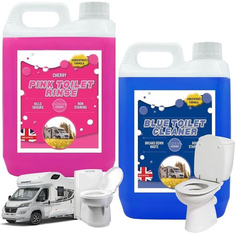 2 x 2.5 Litre Combo Pack Pink & Blue Toilet Fluid Cleaner Bottles