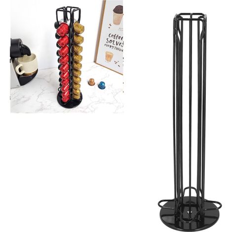 Porte-capsules Nespresso 40 capsules, présentoir rotatif et support de rangement, noir. (1/5)