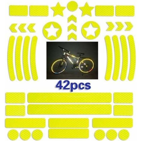 Enowelir 42 Autocollants Réfléchissants pour Casque et Vélo, Bande Adhésive Sécurité Jaune pour Scooter et Bicyclette (1/4)