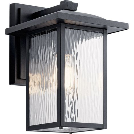 Elstead Kichler Cappanna Lanterne murale d'extérieur moyenne, traditionnelle, noire texturée, IP44, 1 ampoule E27 (1/5)