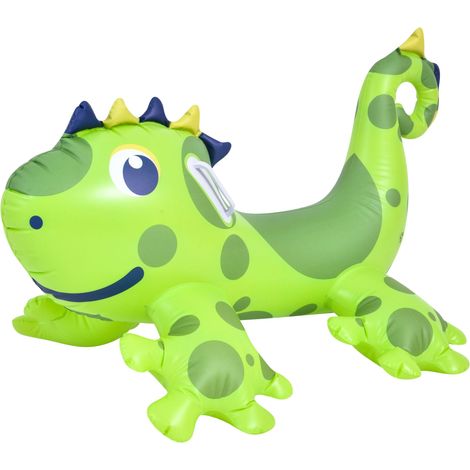 Bouée gonflable centrale de piscine dinosaure vert tacheté, flotteur à chevaucher, 118 cm, jeu aquatique pour enfants et adultes. (1/4)