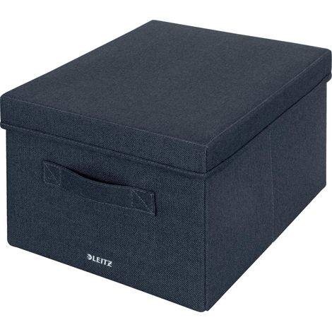 Boîte de rangement en tissu avec couvercle, Lot de 2 boîtes de rangement cubiques, boîte de rangement pliable en tissu, gris velours, format moyen, 61440089 (1/5)