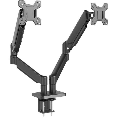 Soporte para dos monitores, altura ajustable, rotación de 180°, color negro. (1/2)