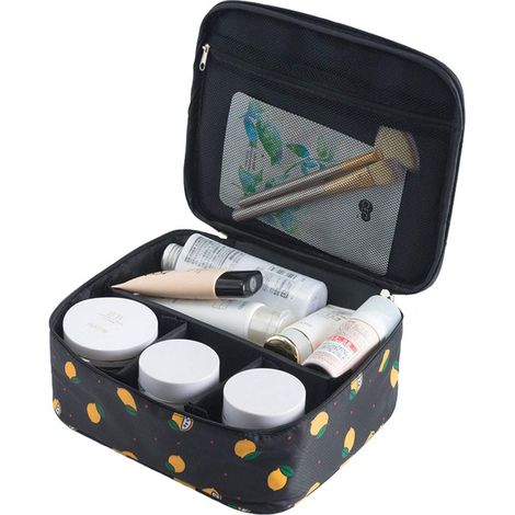 Reise Make-up Taschen Kosmetikkoffer Organizer Tragbare Aufbewahrungstasche Kosmetik Make-up Pinsel Kulturbeutel ZubehörZitrone (1/5)
