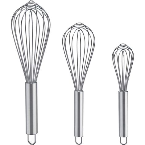 Fouet Cuisine - Lot De 3 Fouets En Acier Inoxydable Pour Mélanger Battre Fouetter Et Remuer - Ensemble Multifonctionnel Avec Crochets De Tailles Différentes - 3 Pièces (1/5)