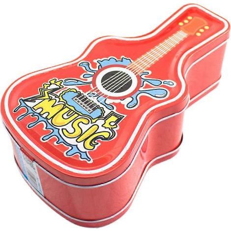Gitarrenförmige Spardose, Metall, zufälliges Design (rot und schwarz) – 23 x 7,8 x 12 cm – Schwarz (1/2)