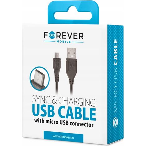 Câble de charge microUSB Forever USB - 1 m 1 A noir (1/2)