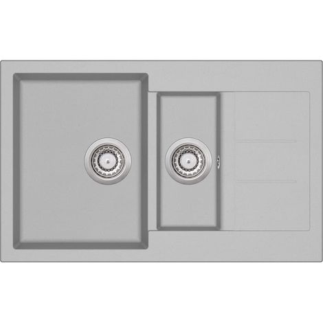 Fregadero de cocina de granito gris de dos cubetas 020002320 (1/4)