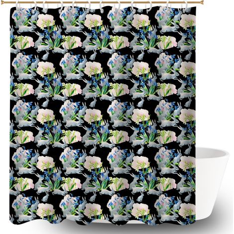 Rideau de douche imperméable en polyester 180x180 artistique cache baignoire pour baignoire asymétrique (1/5)