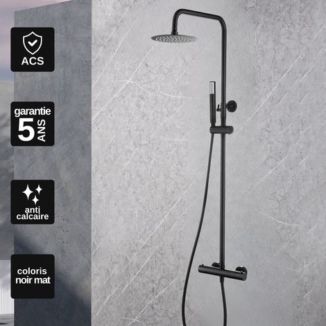Colonne de Douche avec Mitigeur Thermostatique noir mat anti-calcaire - Design Moderne - GENOVA IMEX (1/5)