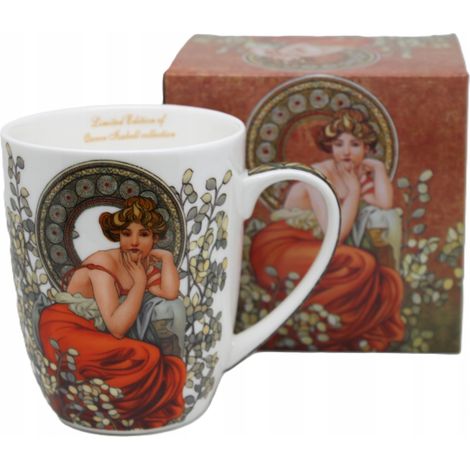 Tazza grande ed esclusiva da 400 ml di Alfons Mucha - Topaz, in confezione regalo. (1/5)