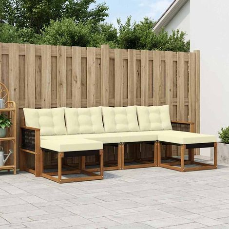 vidaXL Outdoor-Sofagarnitur mit Kissen 6 pcs Natur und Creme (1/5)