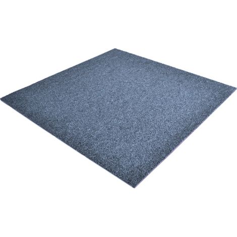 Décoweb – Dalle moquette bouclée 50 x 50 cm – Couleur bleu – Paquet de 20 dalles pour 5 m² – 100% polypropylène – Comportement au feu Bfl-s1 (1/5)