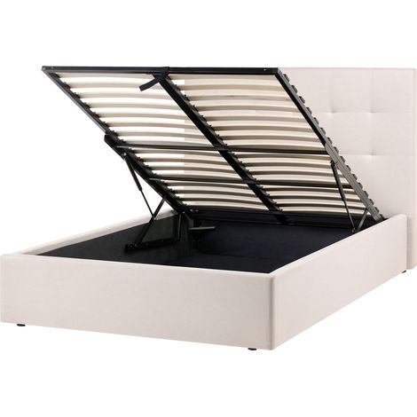 Bett mit Stauraum Stoff LORIENT 120 x 200 cm Beige