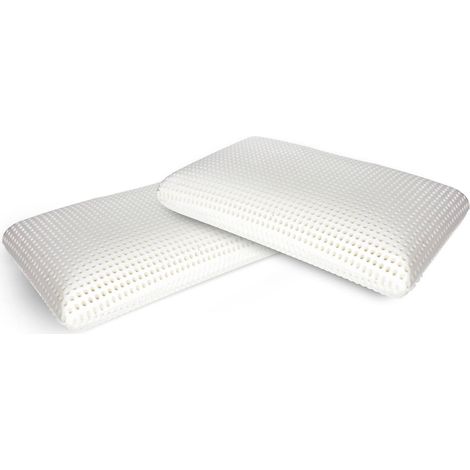 Talamo Italia Talamo Italia 2er-Set Kissen für das Bett, 100% Made in Italy, Ergonomisches "Seifen"-Kissen aus perforiertem Memory-Schaum, hypoallergen und atmungsaktiv, 70x40xh16 cm