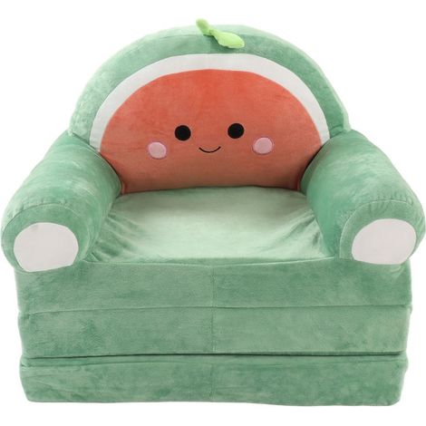 Canapé-lit pliable 2 en 1 pour enfants, motif dessin animé mignon, avec dossier et accoudoirs, idéal pour le salon et la chambre (vert).