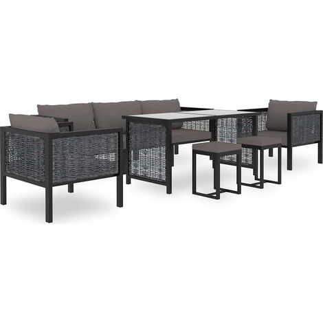 Maison Exclusive - Set Divani da Giardino 8 pz con Cuscini in Polyrattan Antracite (1/5)