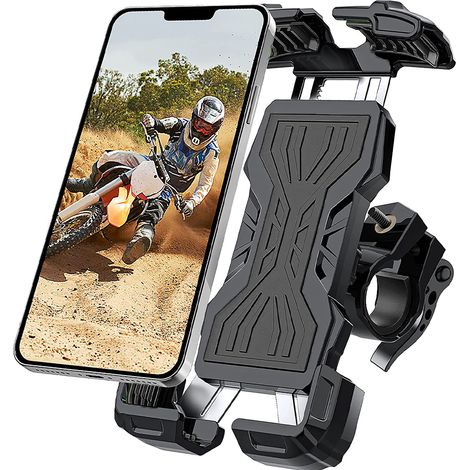 Support Téléphone Vélo - Support Pour Guidon Moto Scooter - Rotation 360° - Compatible 4,6 À 6,9 Pouces - Noir - 1 Pièce (1/5)