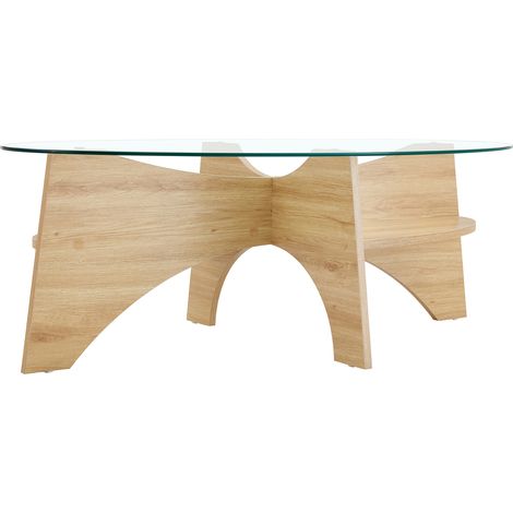 Mesa de centro ovalada de cristal de seguridad 104,9 x 60 cm HOMVRA (1/5)