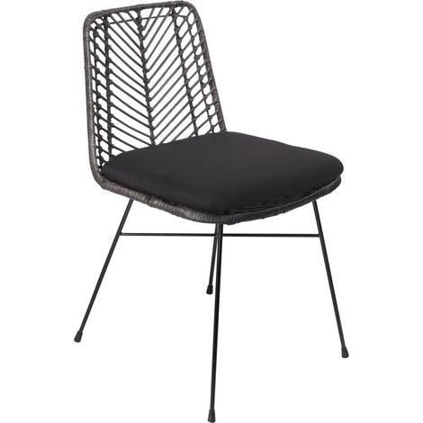 Esszimmerstuhl Korbstuhl Rattan Farbe anthrazit inkl. Sitzkissen DETROIT (1/5)
