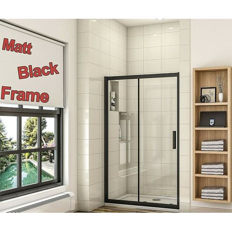 SKY Bathroom 1200x1950mm Sliding Shower Door Black Frame Shower Enclosures