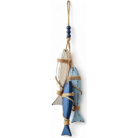 Décoration murale bois poissons étoiles de mer inspiration marine, pour maison de plage, salle de bain, chambre, véranda (1/5)