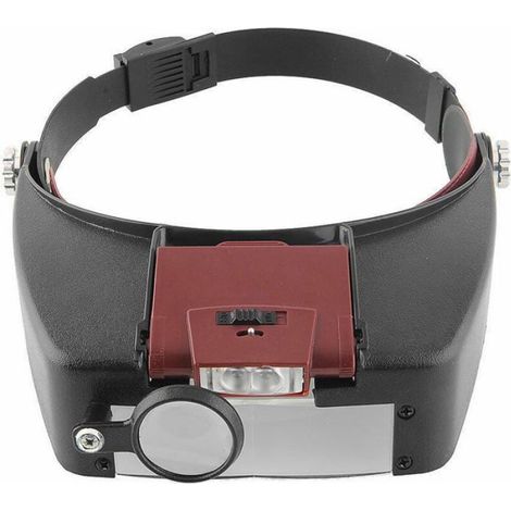 Loupe Casque - Lentilles LED Réglables 1,5X à 10X - Serre-Tête Rouge pour Bricolage - 1 Pièce (1/3)