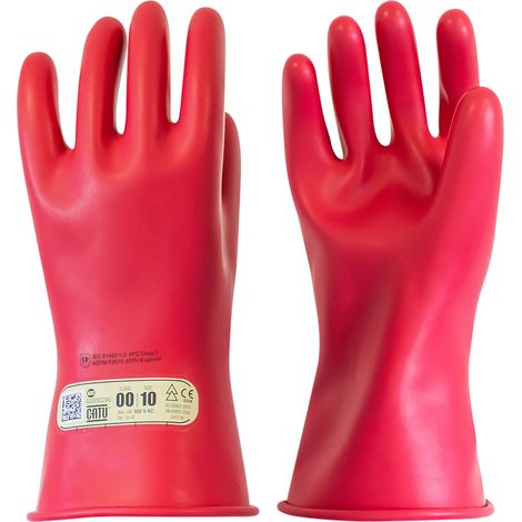 gants isolants courts - iec - classe 00 - t09 - rouge - 28 cm - catu cg-00-09-r-28
