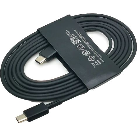 Chargeur Samsung 25 W à charge ultra rapide avec câble USB-C de 1,8 m pour Galaxy S20, S21, S22, S23, S24, Ultra, Z, Flip, Fold, 6, 5, 4, 3 et 2 (noir) - Câble uniquement (1/5)