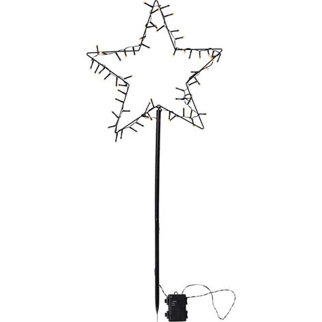 Lampadaire d'extérieur Star Trading 'Spiky' avec silhouette d'étoile de Noël, 60 LED, à piles, minuterie, H 92 cm (1/3)
