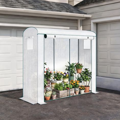 Serre de jardin coloris blanc en acier PE 200 x 75 x 188 cm (1/5)