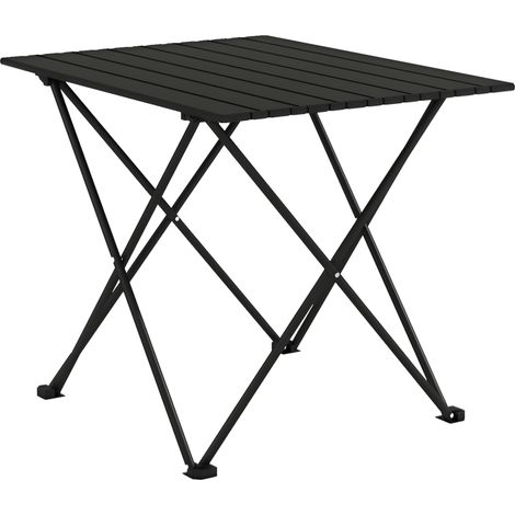 Outsunny Folding Camping Table, Lightweight Metal Picnic Table with Carry Bag, Foldable Table for Outdoor Camping, Picnic, Hiking, BBQ, Fishing, Black
